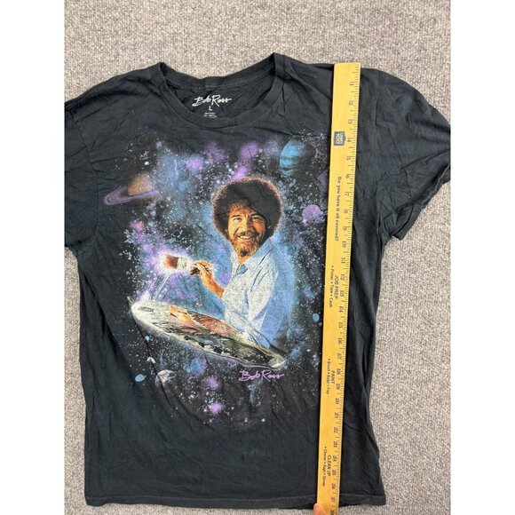 Bob Ross T-Shirt Men's Large Black Blue Intergalactic Outer Space Short Sleeve - Picture 4 of 6